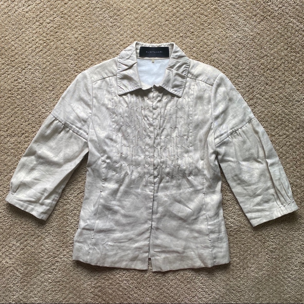 Elie Tahari Shiny Linen Jacket Blouse​​​